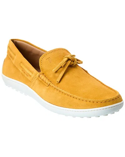 Tod's Suede Loafer In Yellow
