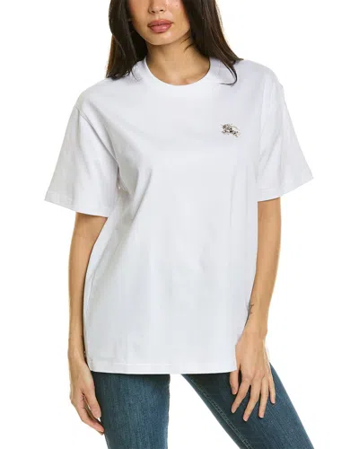 Burberry Crystal Embellished Logo Print T-shirt In White