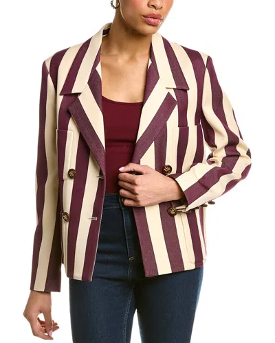 Tory Burch Tailored Stripe Wool-blend Blazer In White