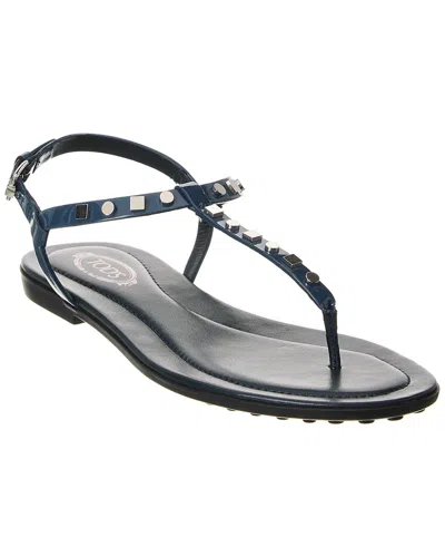 Tod's Leather Sandal In Navy