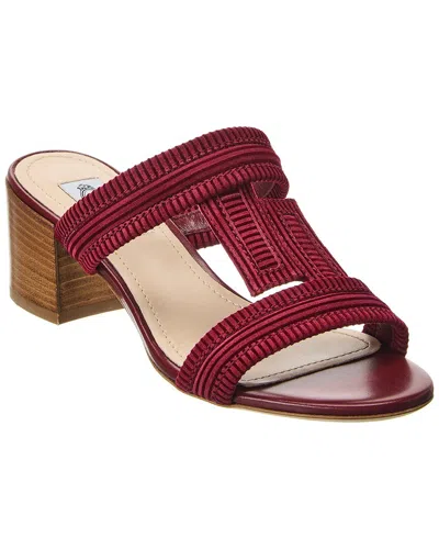 Tod's Double T Strap Suede Sandal In Red