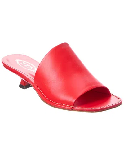 Tod's Leather Sandal In Red