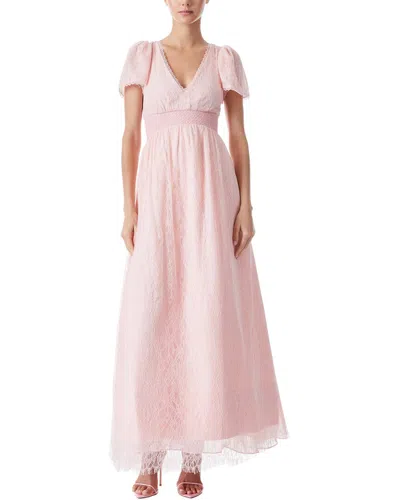 Alice And Olivia Charlsie Smocked Lace Maxi Dress In Nocolor