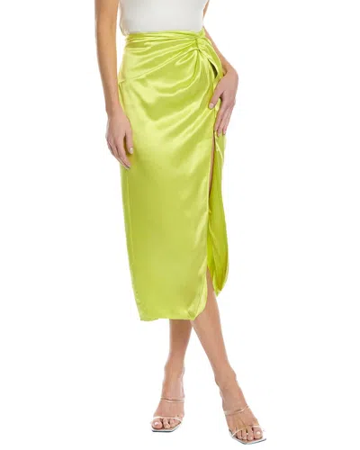 Nicholas Anisa Ruched Silk Midi Skirt In Yellow