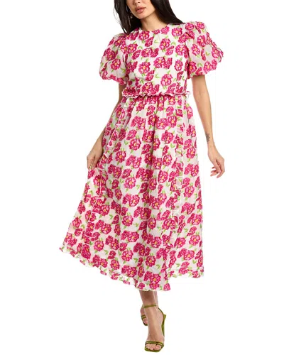 Sister Jane Scallop Shore Jacquard Midi Dress In Pink