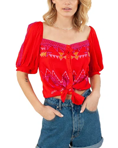 Hale Bob Button Up Top In Red