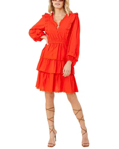 Hale Bob Solid Tiered Dress In Red