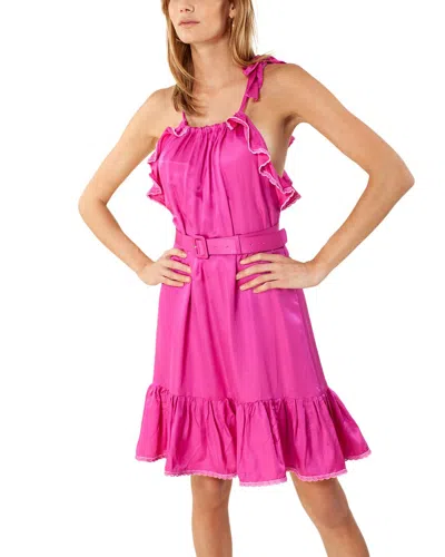 Hale Bob Solid Belted Silk-blend Dress In Pink