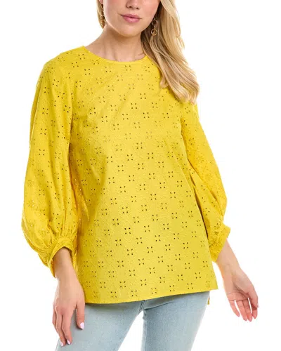 Pearl By Lela Rose Eyelet Tunic Top In Yellow