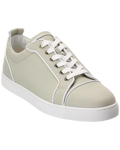 Christian Louboutin Varsijunior Leather-trimmed Cotton-gabardine Sneakers In Grey