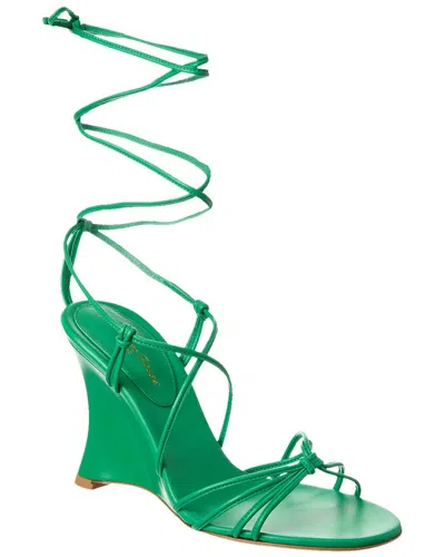 Gianvito Rossi 95 Leather Wedge Sandal In Green
