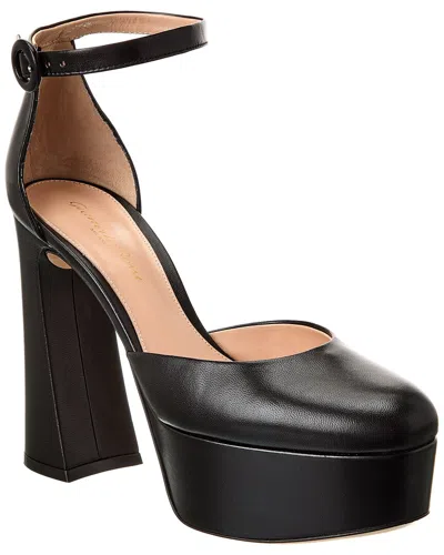 Gianvito Rossi Holly D'orsay 70 Leather Platform Pump In Black