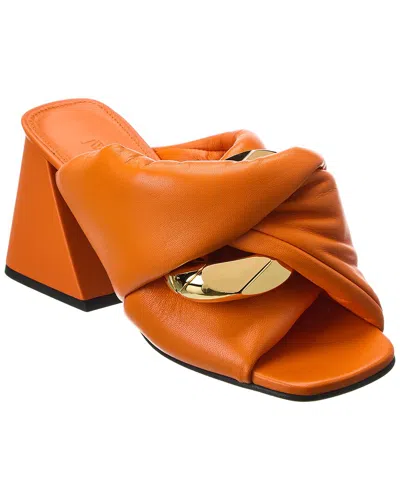Jw Anderson Twist Leather Sandal In Orange