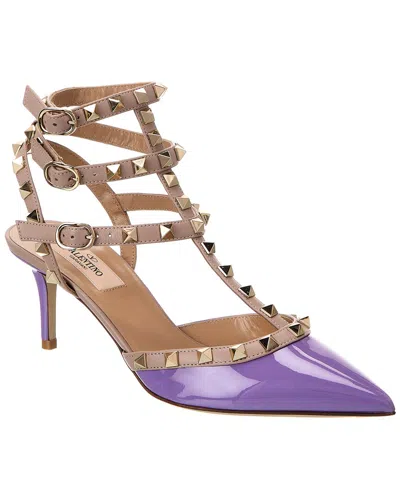 Valentino Garavani Rockstud Caged 100 Patent Pump In Purple