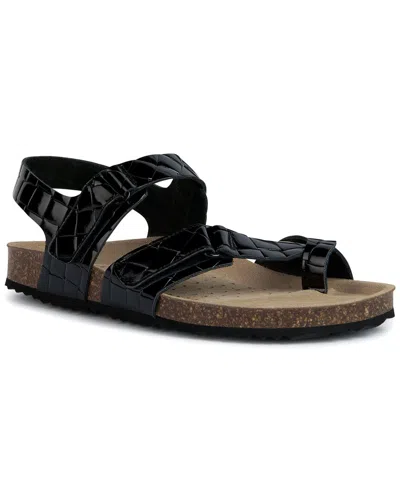 Geox Brionia Leather Sandal In Black