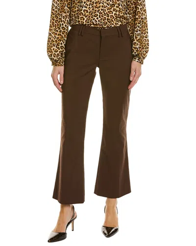 Pink Tartan Stretch Flare Pant In Brown