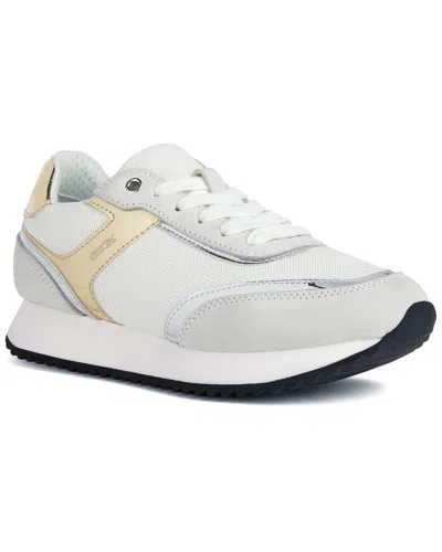 Geox Donna Leather-trim Sneaker In White