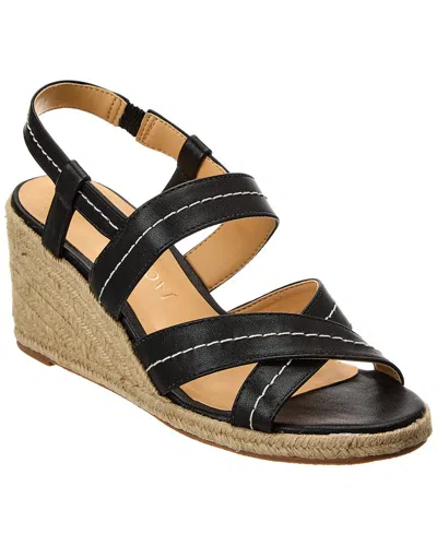 Jack Rogers Polly Leather Mid Wedge Sandal In Black