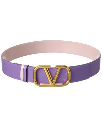 Valentino Garavani Vlogo 40mm Reversible Leather Belt In Pink