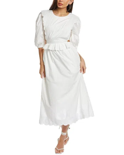 Sea Ny Heidi Heart Quilt Apron Midi Dress In White