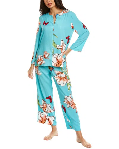 Natori Women's Wild Poppy Floral Pajama Set In Blue