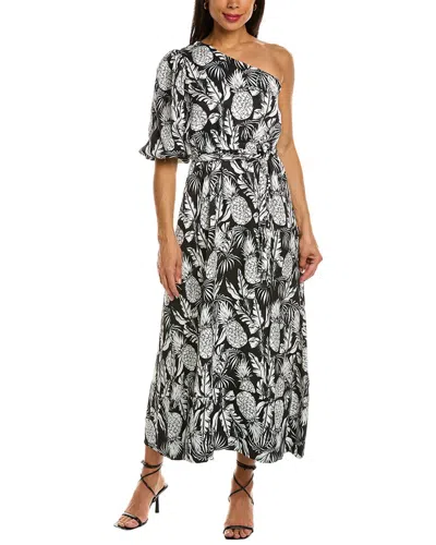 Elie Tahari Women's Hula Print One Shoulder Midi Dress In Black