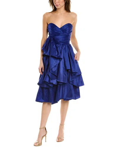 Carolina Herrera Sweetheart Silk Cocktail Dress In Blue