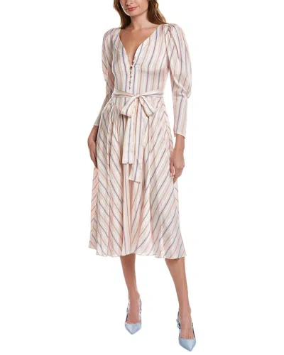 Etro Puff Sleeve Silk Midi Dress In Pink