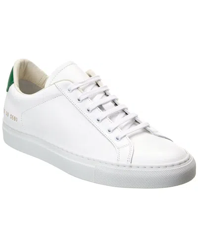 Common Projects Retro Classics Logo标记皮质运动鞋 In White