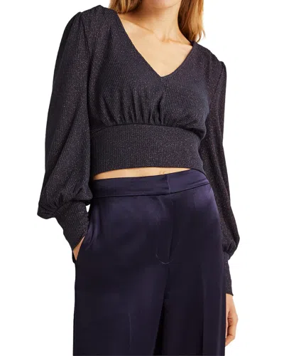 Boden Sparkle Cropped Blouson Top In Grey