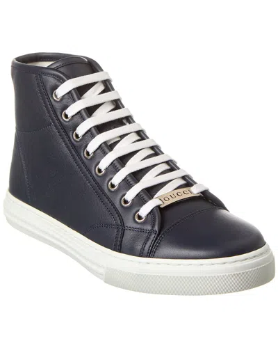 Gucci High-top Leather Sneaker In Blue