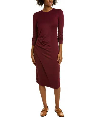 Vince Gathered Midi Dress In Red