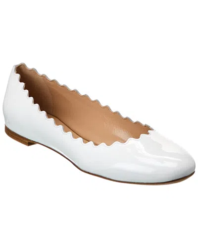 Chloé Lauren Scalloped Leather Ballerina Flat In White