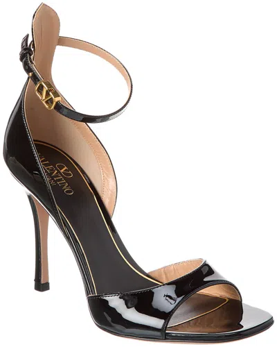 Valentino Garavani Vlogo Tan-go 100 Patent Sandal In Black