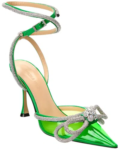 Mach & Mach Double Bow Vinyl & Leather Pump In Green