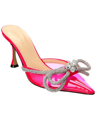 Mach & Mach Double Bow Vinyl & Leather Mule In Pink