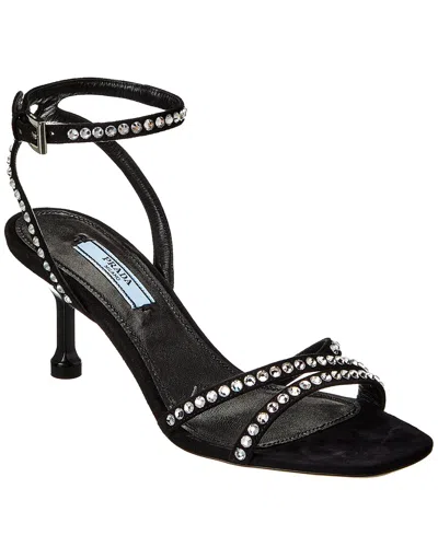 Prada Suede Sandal In Black