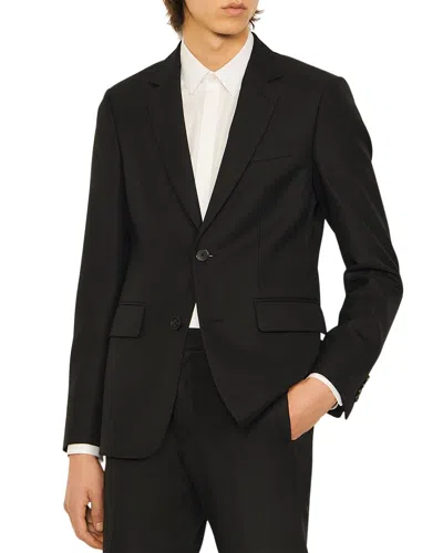 Sandro Alpha Wool-blend Suit Jacket In Black