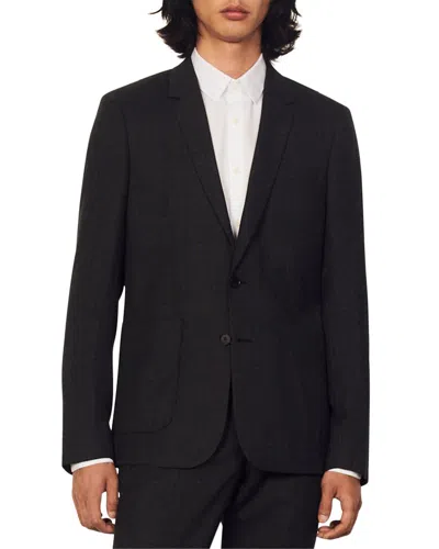 Sandro Legacy Wool Suit Jacket In Grey