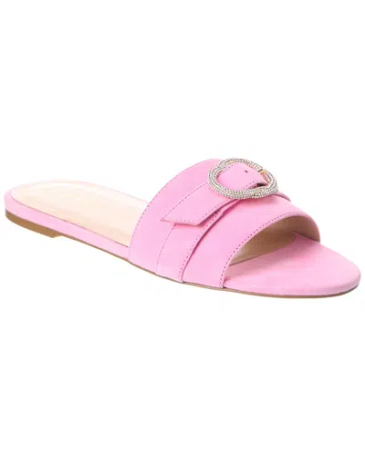 Stuart Weitzman Crystal Buckle Slide Sandal In Pink