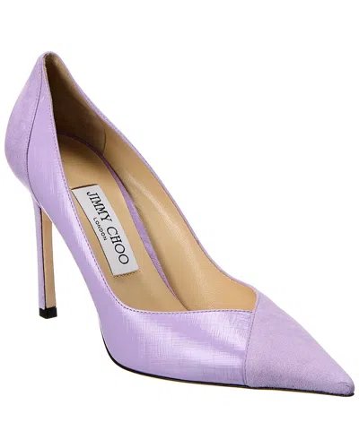 Jimmy Choo Cass Suede And Patent Leather Pumps In Purple