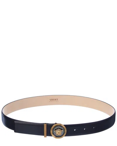 Versace Medusa Head Motif Leather Belt In Black