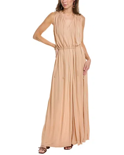 Tory Burch Ruched Maxi Dress In Beige