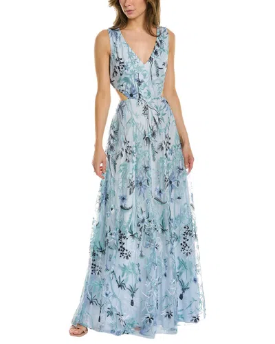 Marchesa Notte Sleeveless Gown In Blue