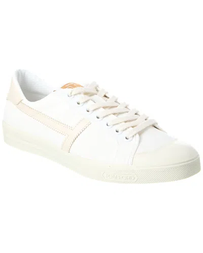 Tom Ford Canvas & Leather Sneaker In White