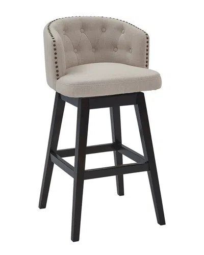 Armen Living Celine 30in Bar Height Wood Swivel Tufted Barstool