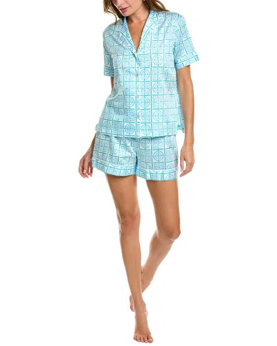 Natori Women's Infinity Cotton Sateen Pajama Set In Blue