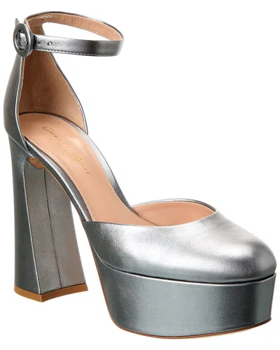 Gianvito Rossi Holly Leather D'orsay In Silver