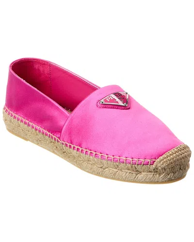 Prada Logo Satin Espadrille In Pink