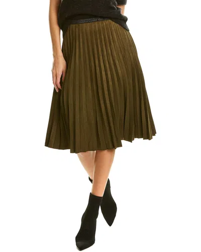 Yal New York Pleated A-line Midi Skirt In Green